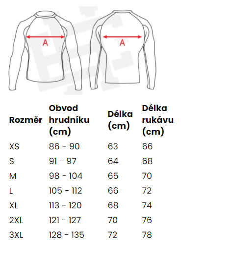 1. Triko dlouhe tabulka